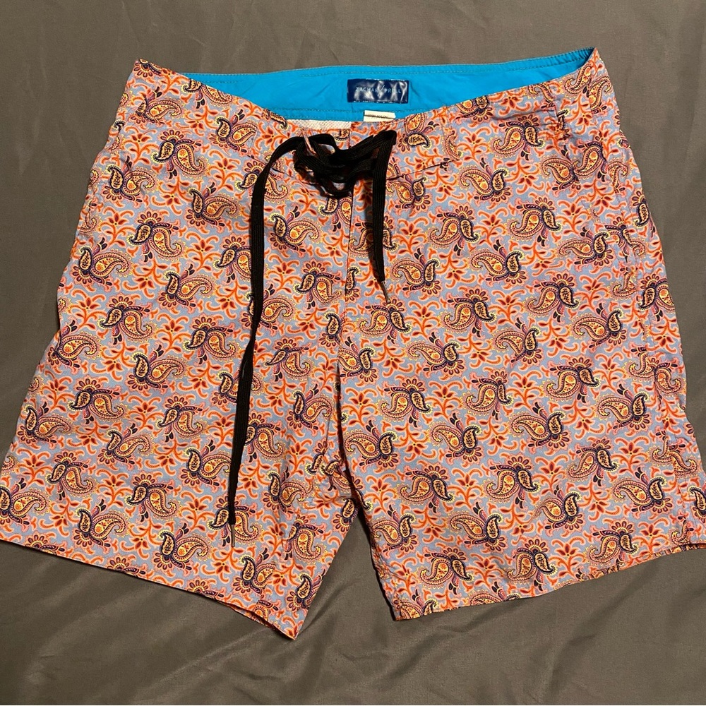 Zachary Prell Swim Trunks Board Shorts Paisley Pattern Size 30 RARE Hybrid